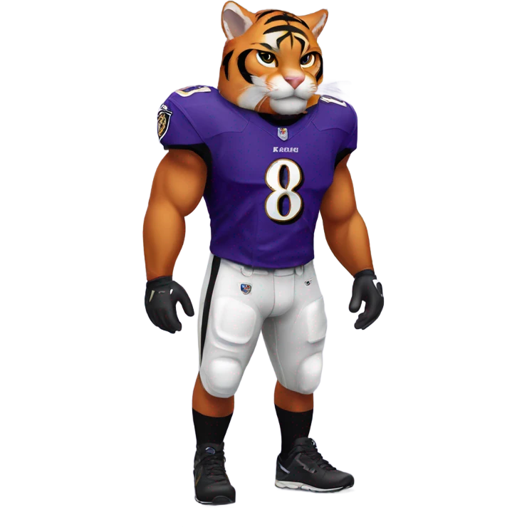Orange tiger cat in Baltimore Ravens jersey  emoji