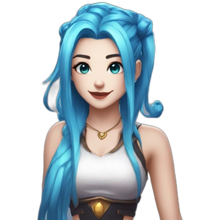 Jinx league of legends arcane blue hair emoji