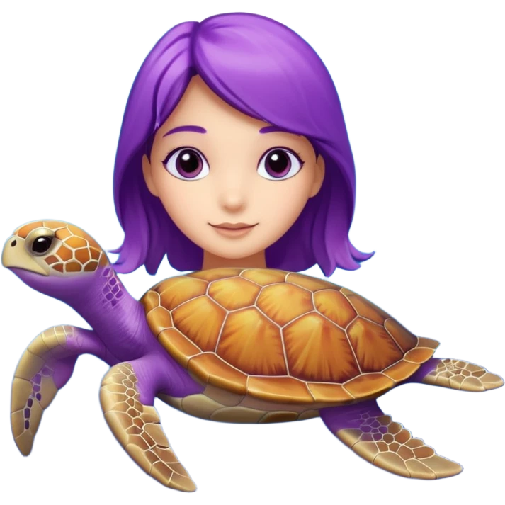 Purple girl Sea turtle in the ocean emoji