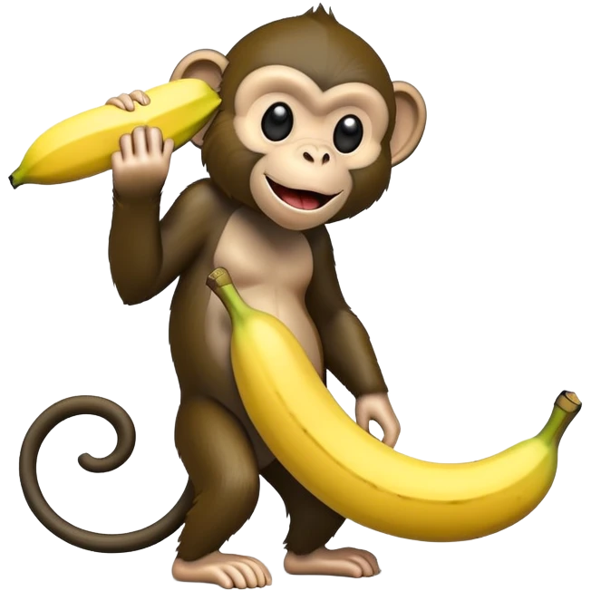 Black monkey eating giant banana emoji