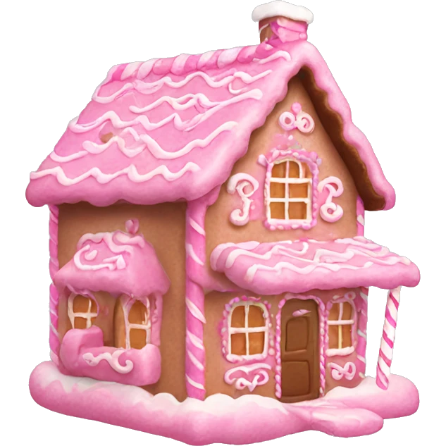 An aesthetic pink gingerbread house emoji