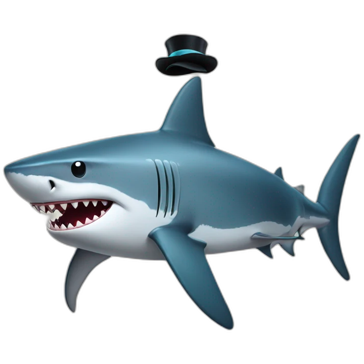 Shark with a top hat emoji