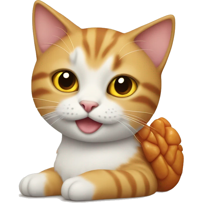 cute cat with chicken wing on the top emoji