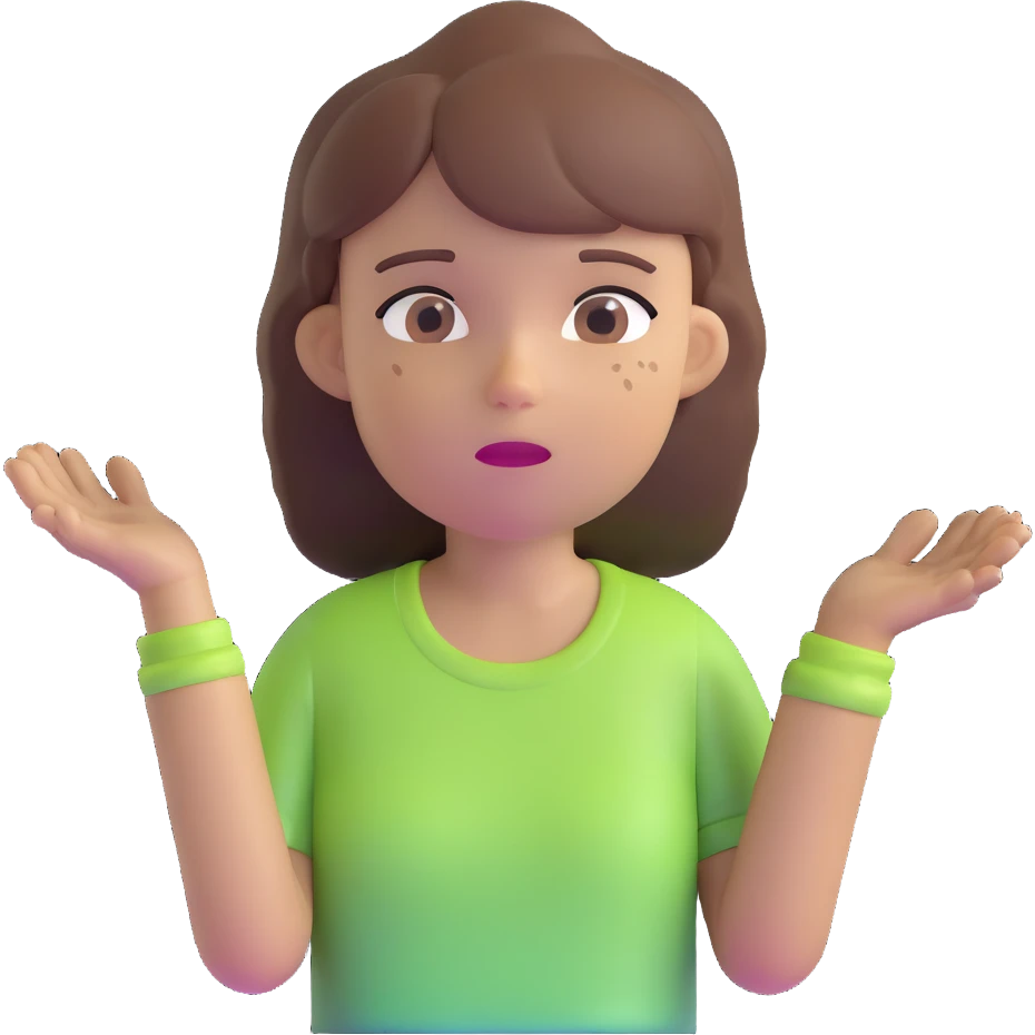 brown haired girl sweating emoji