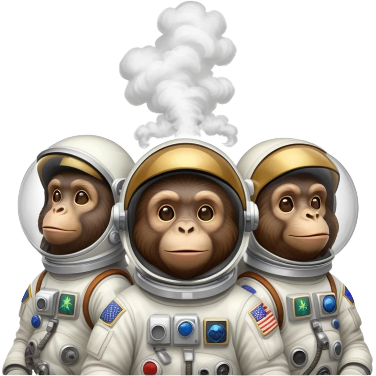 multiple apes traveling in space, smoking weed emoji