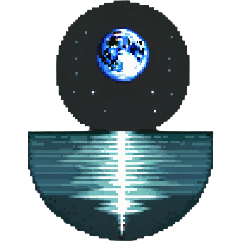 moon reflecting on the sea, style 3, pixel art of moonlight reflection on sea emoji