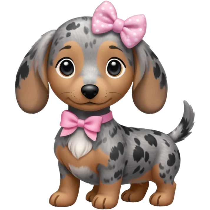 Chibi style Plush gray dappled dachshund  emoji