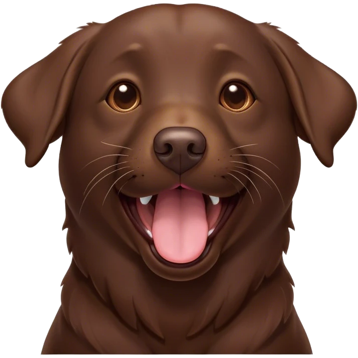 Cinematic Cute Yawning Chocolate Labrador Portrait Emoji, Head tilted slightly with a dramatic, wide-open yawn, showcasing a smooth chocolate Fur with a velvety texture, floppy ears slightly drooping, round brown eyes barely open in drowsy contentment, Simplified yet irresistibly adorable features, highly detailed, glowing with a soft, cozy glow, high shine, relaxed yet expressive, stylized with a touch of whimsy, bright and endearing, soft glowing outline, capturing the essence of a sleepy yet affectionate companion, so drowsy it feels like it could stretch out of the screen and curl up for a nap! emoji