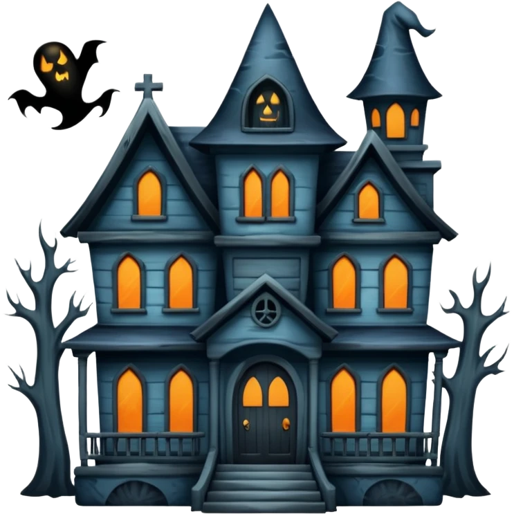 Haunted house with ghosts emoji