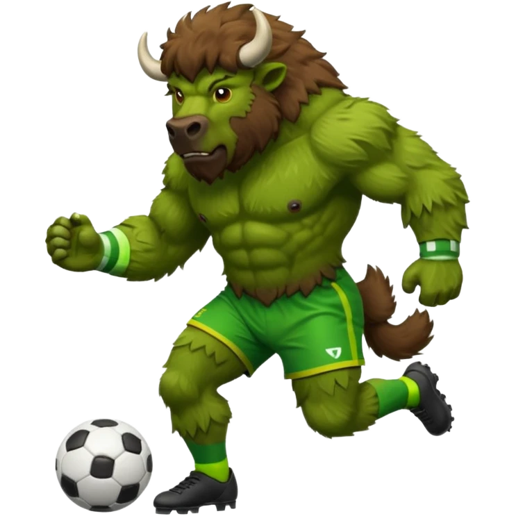 Green bison playing soccer emoji