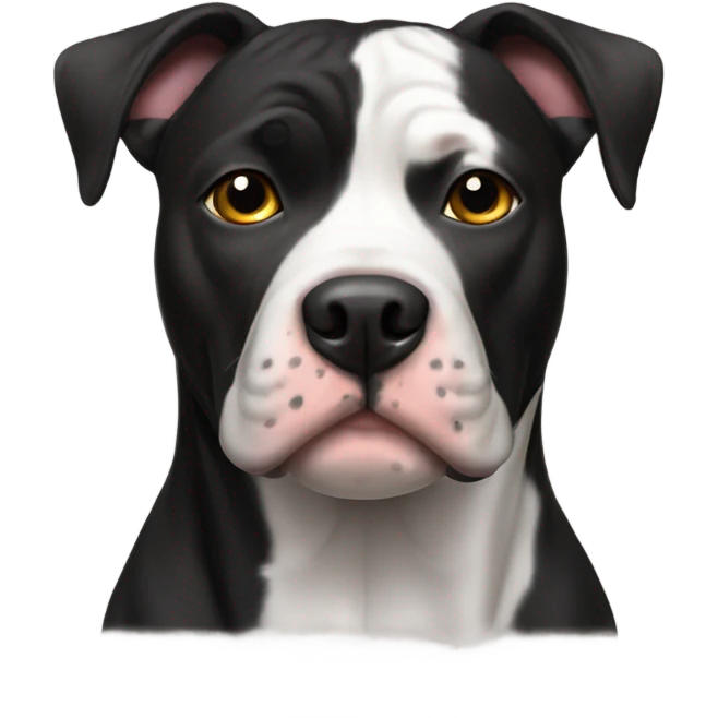 My dog Sheba black Pitbull with white on chest emoji