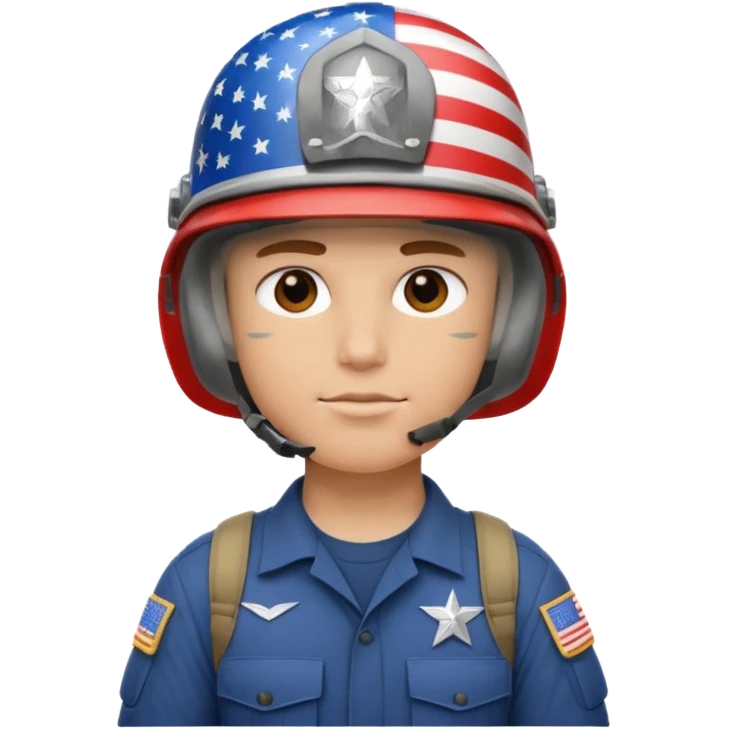 generate white american soldier with small usa flag on shoulder emoji