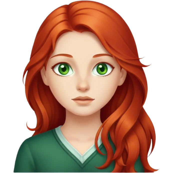 Girl with long red hair and green eyes  emoji