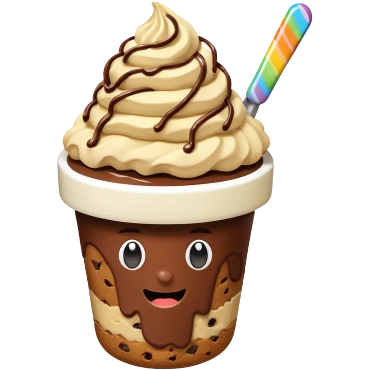 Crumble cookie arcoíris de Nutella y chocolate con un helado de vanilla encima
 emoji