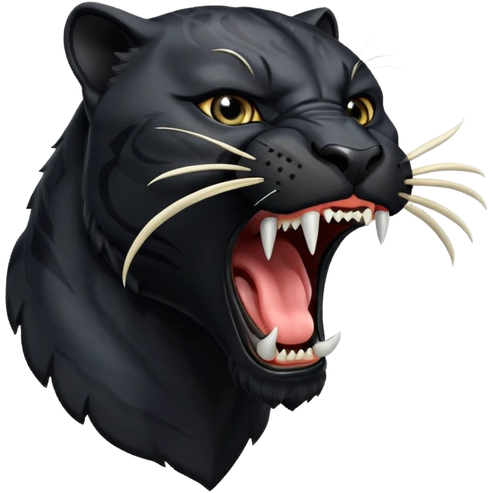 black panther with open mouth roaring emoji