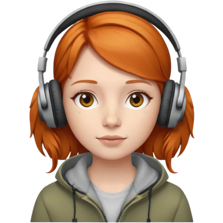 Girl with ginger hair with headphones on emoji
