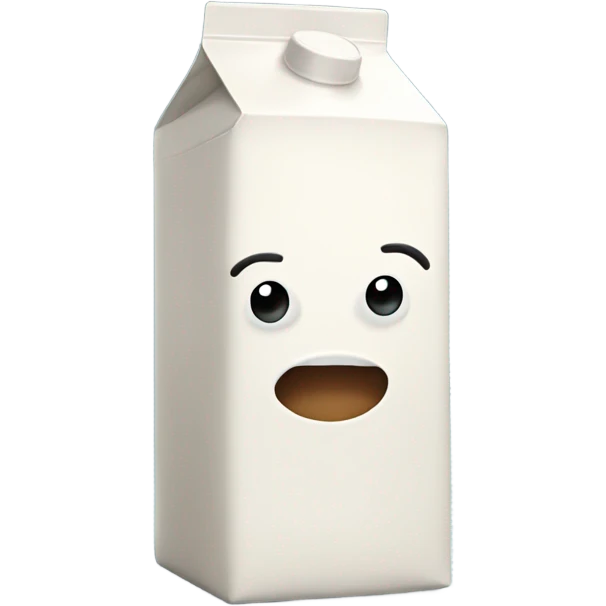milk carton with arms, legs and a face emoji