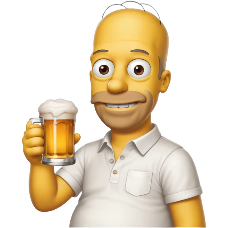 homer simpson smiling with a beer wearing white shirt emoji