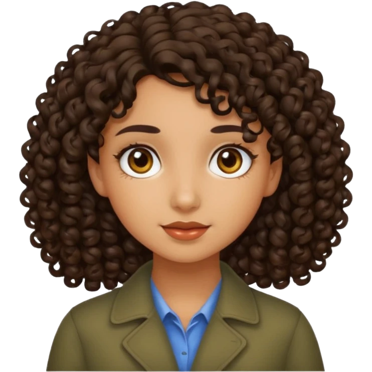 GIRL WITH CURLY DARK BROWN HAIR AND OLIVE SKIN emoji