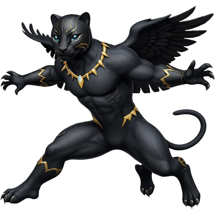 Black winged panter in jump, like bagira, has wings emoji