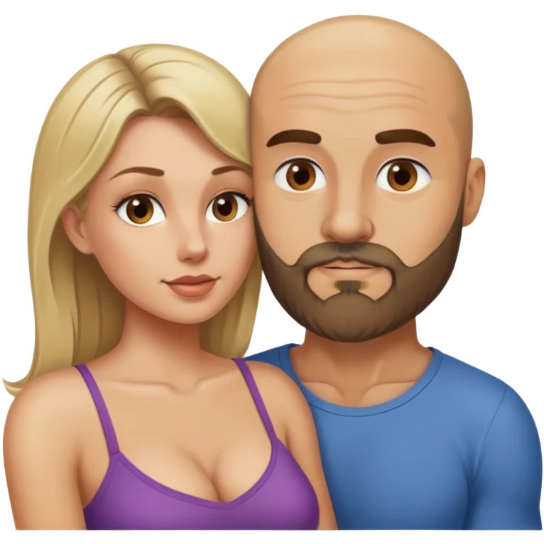 Beautiful dirty blonde seducing her muscular bald beard husband emoji