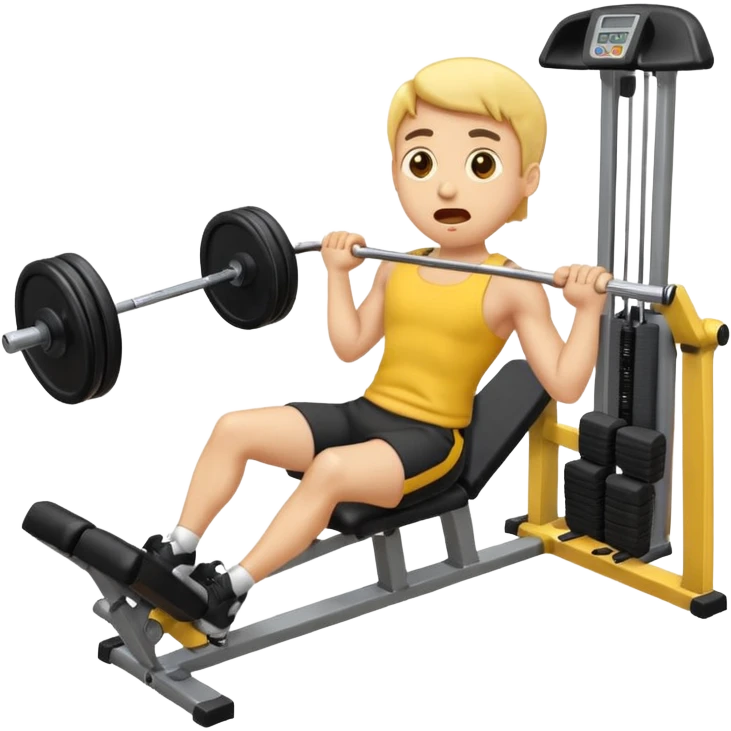 shocked emoji with surprised expression doing lat machine exercise in gym, classic emoji style, variant 1 emoji