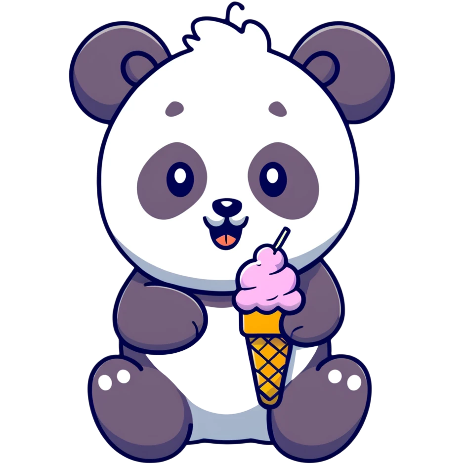 Panda eating ice cream emoji