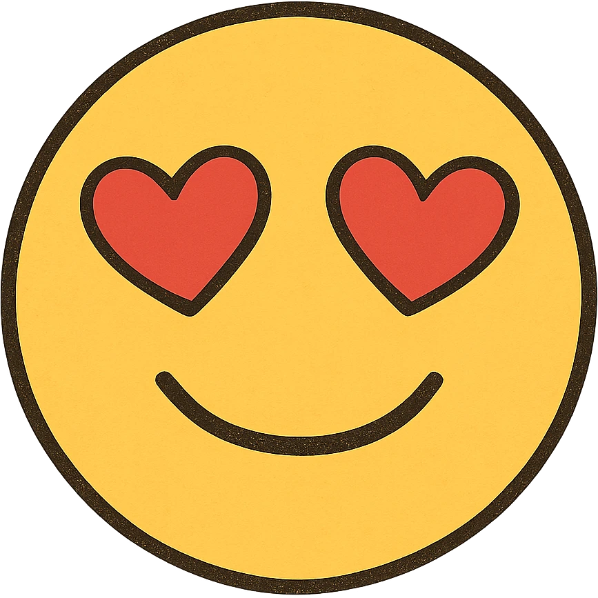 yellow love eyes face emoji, digital illustration emoji