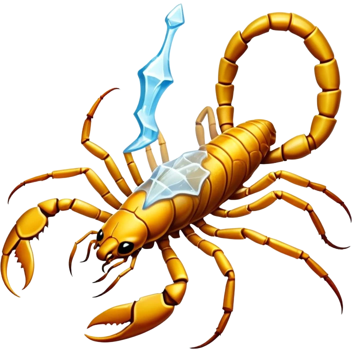 A scorpion made of clear ice with a stinger that injects freezing venom. Temperature drops dramatically in its vicinity, and it can create ice structures to trap prey. emoji