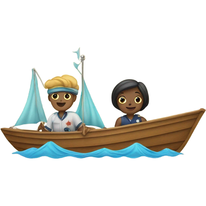 An Aquarius and a cancer in a boat sailing emoji