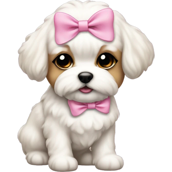 Schichon puppy pink bow emoji
