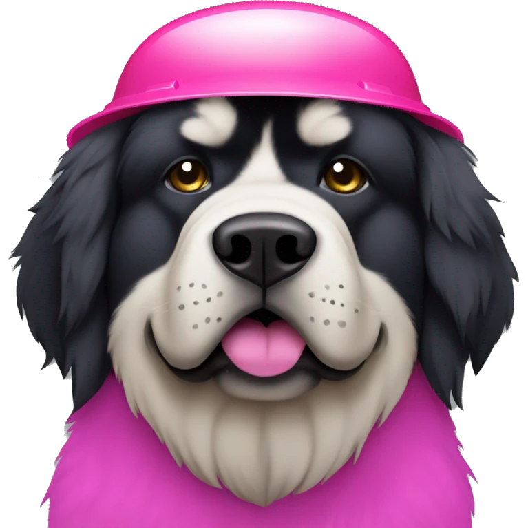 Black Tibetan Mastiff with pink hard hat that is 48x48 emoji