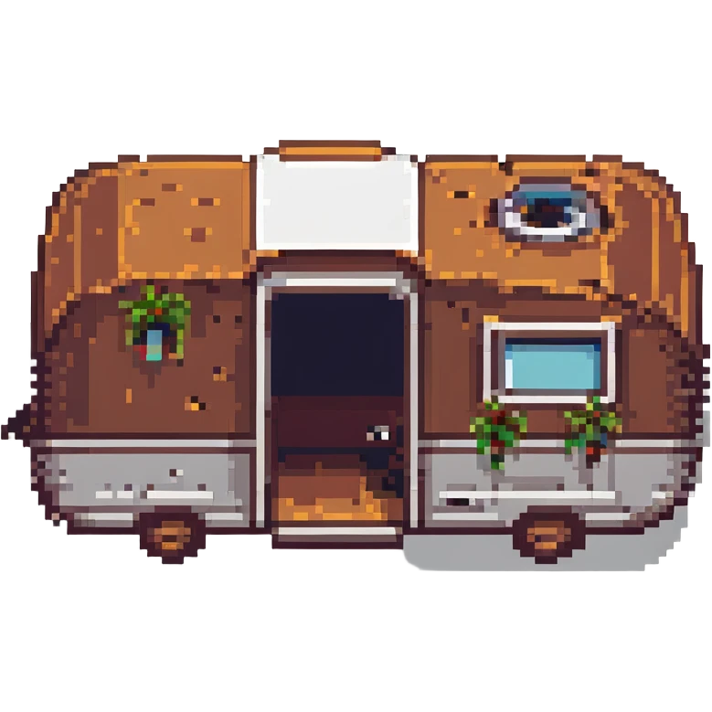 trailer accident, pixel art style emoji