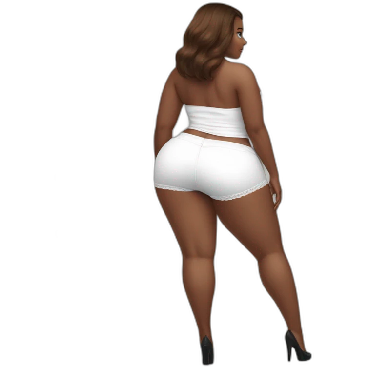 full-body-curvy-beauty-white-knickers-skirt rear view emoji