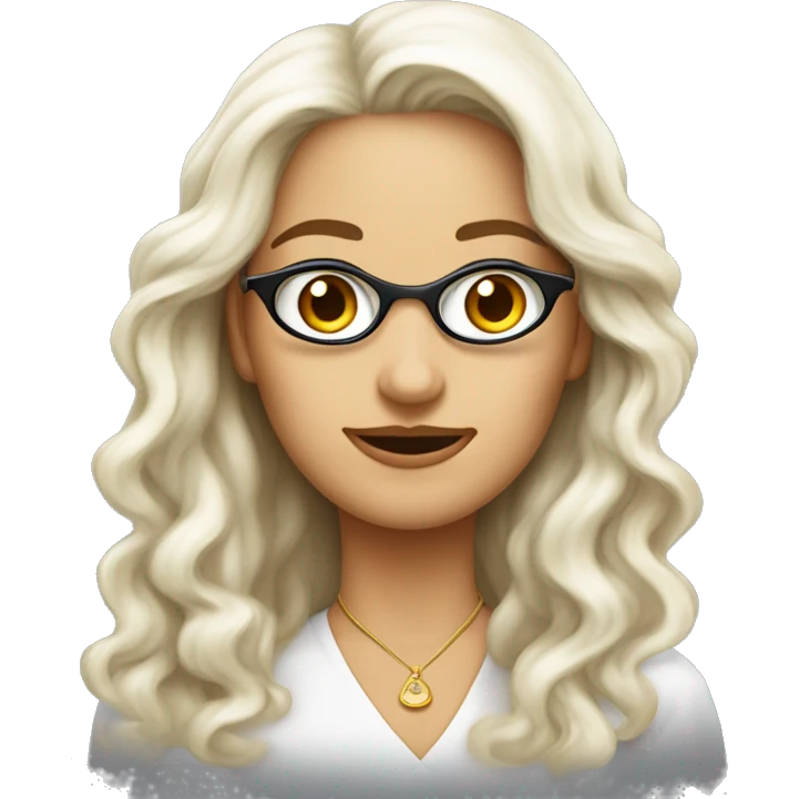 Una donna bianca con capelli neri lunghi occhiali oro che fa vedere il pollice e il mignolo incavolata emoji