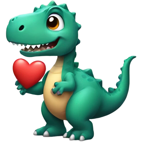 Dinosaur holding heart emoji
