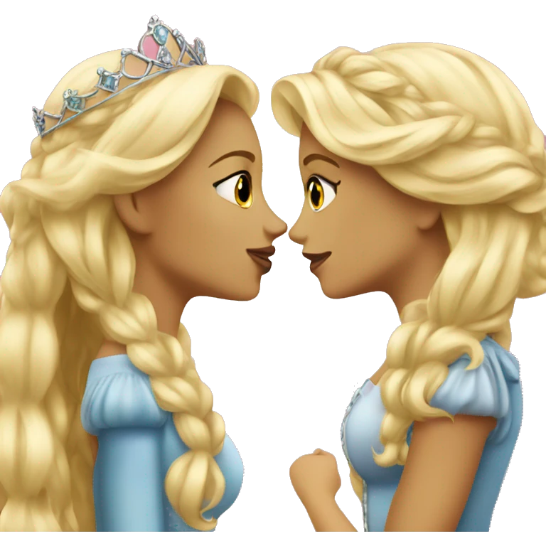 2 women princesses couple blonde kiss emoji
