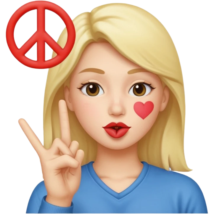 kissy face holding up a peace sign emoji
