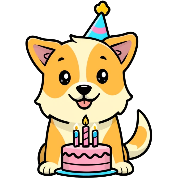 Dog holding a birthday cake  emoji