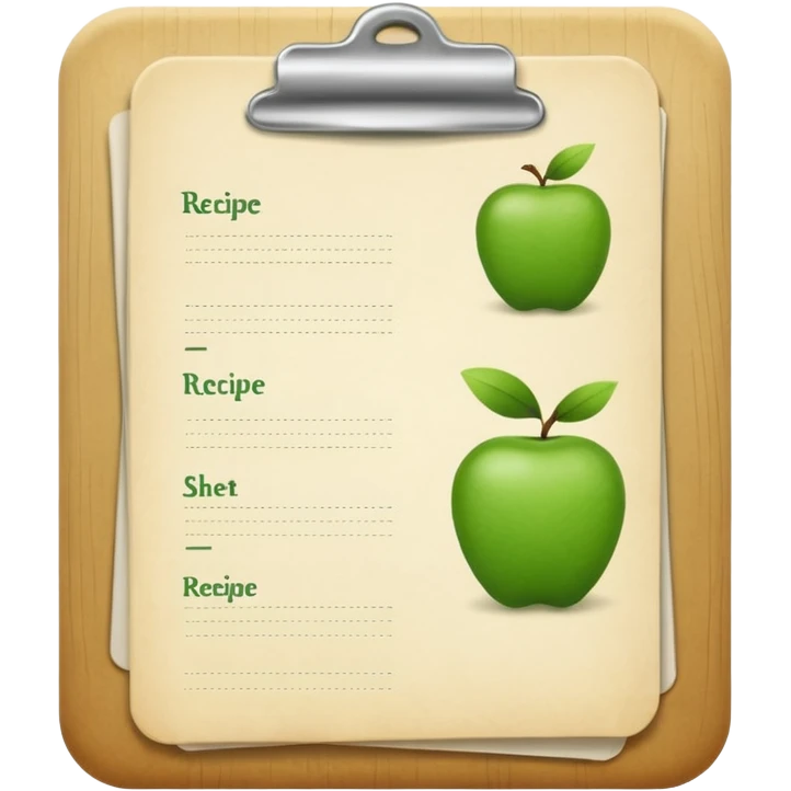 Small icon emoji of recipe sheet, minimum details, green #36a767 main color emoji