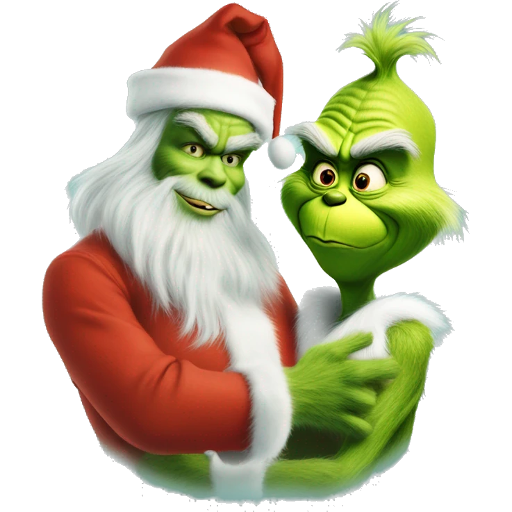 The grinch and Santa making a deal emoji
