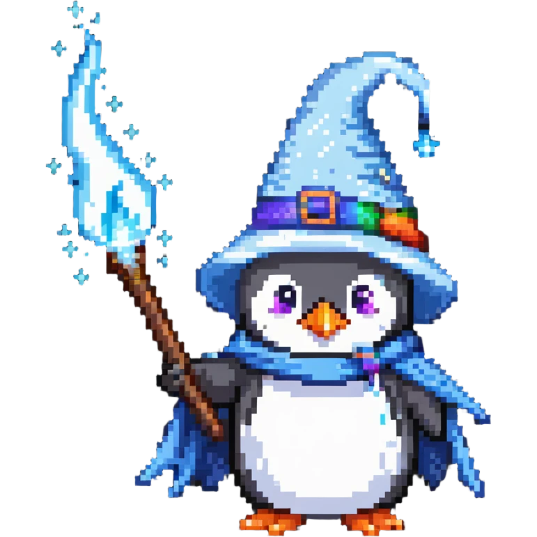 penguin wizard with ice magic emoji