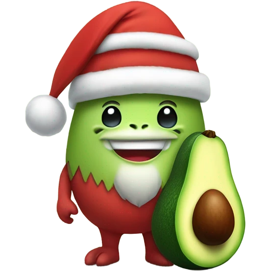 Avocado wearing dinosaur with Santa Claus emoji