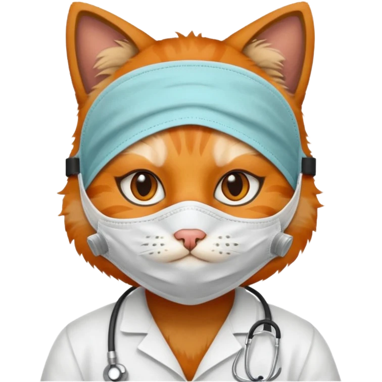 doctor cat, dust mask emoji