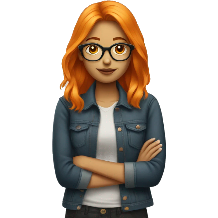 A orange hair young woman dressing glasses emoji
