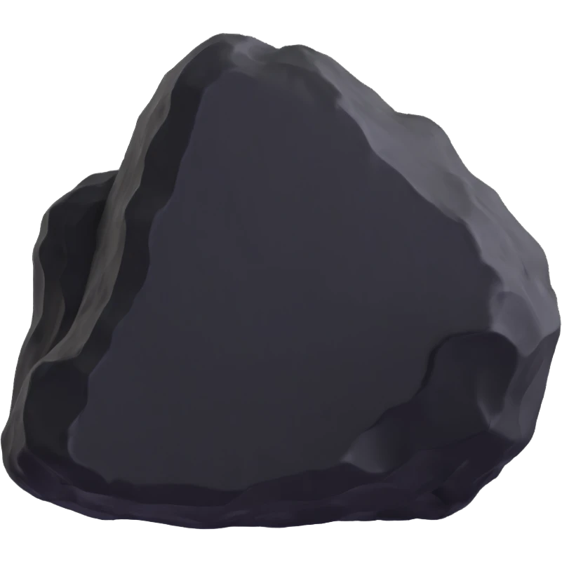 chunky coal piece, matte black emoji