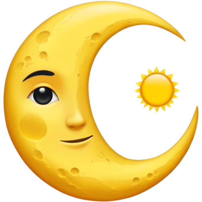 Un cercle qui représente un côté la lune de couleur noir et de l’autre le soleil  emoji