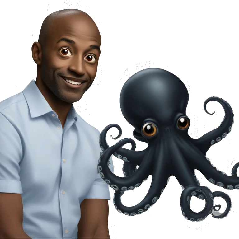 Black Alien Octopus next to a man emoji