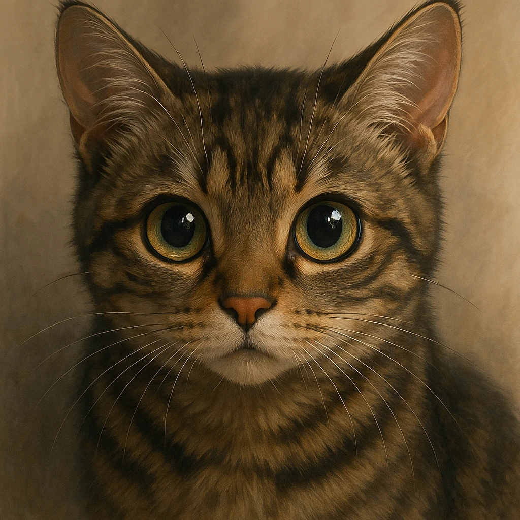a realistic anime style cat with expressive eyes emoji