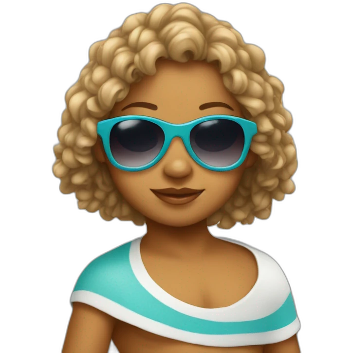 Baby Jada with sunglasses and surf emoji